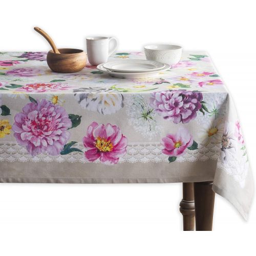  Maison d Hermine Pivoine 100% Cotton Tablecloth for Kitchen Dinning Tabletop Decoration Parties Weddings Spring Summer (Square, 60 Inch by 60 Inch)