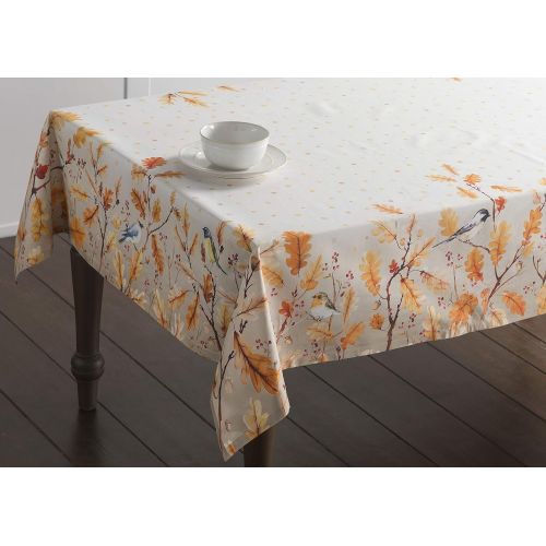  Maison d Hermine Oak Leaves 100% Cotton Tablecloth for Kitchen Dining | Tabletop | Decoration | Parties | Weddings | Thanksgiving/Christmas (Rectangle, 60 Inch by 120 Inch)