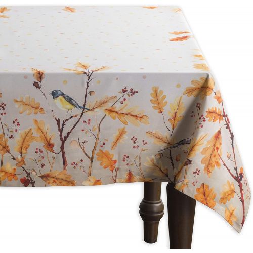  Maison d Hermine Oak Leaves 100% Cotton Tablecloth for Kitchen Dining | Tabletop | Decoration | Parties | Weddings | Thanksgiving/Christmas (Rectangle, 60 Inch by 120 Inch)