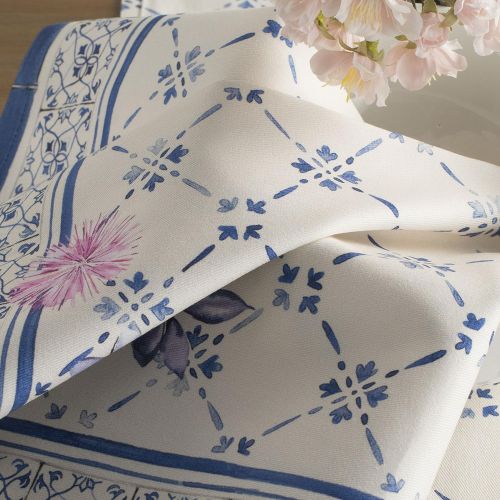  Maison d Hermine Faience 100% Cotton Soft and Comfortable Set of 4 Napkins Perfect for Family Dinners | Weddings | Cocktail | Kitchen | Spring/Summer (20 Inch by 20 Inch).