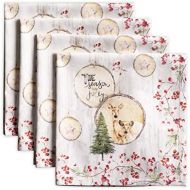 Maison d Hermine Mountain Life 100% Cotton Soft and Comfortable Set of 4 Napkins Perfect for Family Dinners Weddings Cocktail Kitchen Thanksgiving/Christmas (20 Inch by 20 Inch).