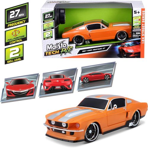 마이스토 Maisto R/C 1:24 Scale 1967 Ford Mustang GT Radio Control Vehicle (Colors/ Mhz May Vary)