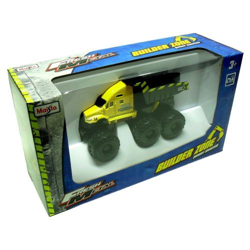 마이스토 Maisto Fresh Metal Builder Zone Quarry Monster - Yellow Dump Truck - Motorized 6-Wheeler