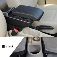 Maite Car Armrest Box Cover Center Console Armrest Box Oversized Storage Space Built-in LED Light, Removable Ashtray with Water Cup Holder for Hyundai Accent 2006-2011 Black