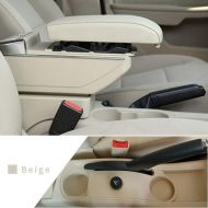 Maite Car Armrest Box Cover Center Console Armrest Box Oversized Storage Space Built-in LED Light, Removable Ashtray with Water Cup Holder for Citroen C4 2008-2011 Beige