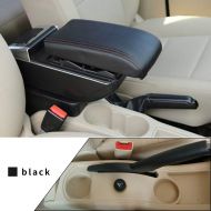 Maite Car Armrest Box Cover Center Console Armrest Box Oversized Storage Space Built-in LED Light, Removable Ashtray with Water Cup Holder for Citroen C4 2008-2011 Black