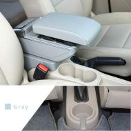 Maite Car Armrest Box Cover Center Console Armrest Box Oversized Storage Space Built-in LED Light, Removable Ashtray with Water Cup Holder for Chevrolet Lova 2006-2010 Gray