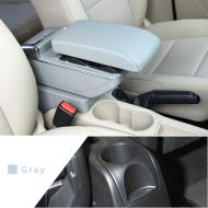 Maite Car Armrest Box Cover Center Console Armrest Box Oversized Storage Space Built-in LED Light, Removable Ashtray with Water Cup Holder for Nissan LIVINA 2007-2016 Gray