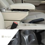 Maite Car Armrest Box Cover Center Console Armrest Box Oversized Storage Space Built-in LED Light, Removable Ashtray with Water Cup Holder for Nissan LIVINA 2007-2016 Beige