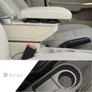 Maite Car Armrest Box Cover Center Console Armrest Box Oversized Storage Space Built-in LED Light, Removable Ashtray with Water Cup Holder for KIA Rio 4 Rio X-line 2017-2018 Beige