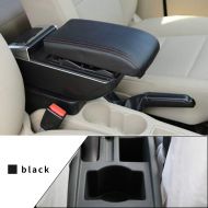 Maite Car Armrest Box Cover Center Console Armrest Box Oversized Storage Space Built-in LED Light, Removable Ashtray with Water Cup Holder for Skoda Octavia A5 Yeti 2007-2014 Black