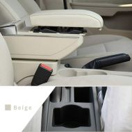 Maite Car Armrest Box Cover Center Console Armrest Box Oversized Storage Space Built-in LED Light, Removable Ashtray with Water Cup Holder for Skoda Octavia A5 Yeti 2007-2014 Beige
