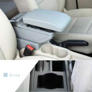 Maite Car Armrest Box Cover Center Console Armrest Box Oversized Storage Space Built-in LED Light, Removable Ashtray with Water Cup Holder for Skoda Octavia A5 Yeti 2007-2014 Gray