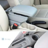 Maite Car Armrest Box Cover Center Console Armrest Box Oversized Storage Space Built-in LED Light, Removable Ashtray with Water Cup Holder for Nissan Sunny/Versa 2011-2016 Gray