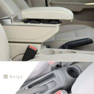 Maite Car Armrest Box Cover Center Console Armrest Box Oversized Storage Space Built-in LED Light, Removable Ashtray with Water Cup Holder for Nissan Sunny/Versa 2011-2016 Beige