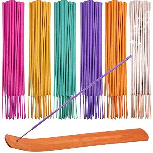  인센스스틱 Maitys 180 Pieces 6 Various Incense Sticks Natural Scents Incense Burner with Wooden Incense Holder for Meditation Yoga Relaxation Cleanse Space