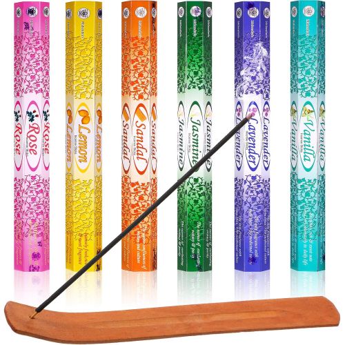  인센스스틱 Maitys 120 Pieces Incense Sticks 6 Various Scents Incense Burner with Wooden Incense Holder for Meditation Yoga Relaxation Cleanse Space