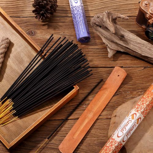  인센스스틱 Maitys 120 Pieces Incense Sticks 6 Various Scents Incense Burner with Wooden Incense Holder for Meditation Yoga Relaxation Cleanse Space