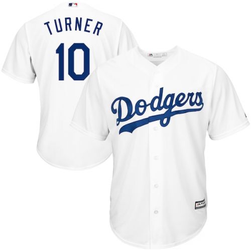  Men's Los Angeles Dodgers Justin Turner Majestic White Official Cool Base Player Jersey