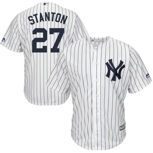  Men's New York Yankees Giancarlo Stanton Majestic White Cool Base Replica Player Jersey