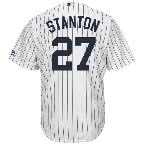  Men's New York Yankees Giancarlo Stanton Majestic White Cool Base Replica Player Jersey