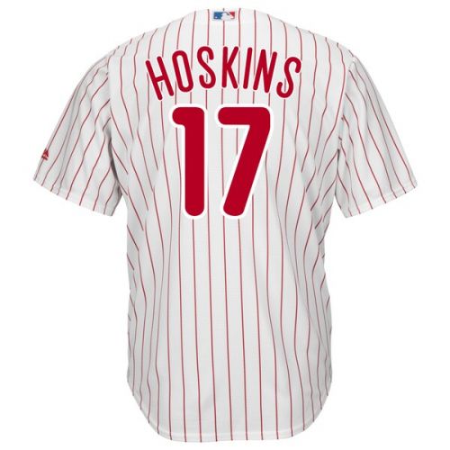  Men's Philadelphia Phillies Rhys Hoskins Majestic White Home Official Cool Base Player Jersey
