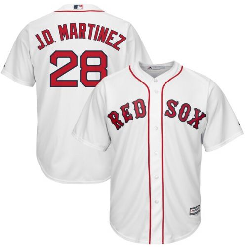  Men's Boston Red Sox JD Martinez Majestic White Official Cool Base Player Jersey
