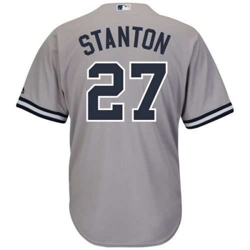  Men's New York Yankees Giancarlo Stanton Majestic Gray Cool Base Replica Player Jersey