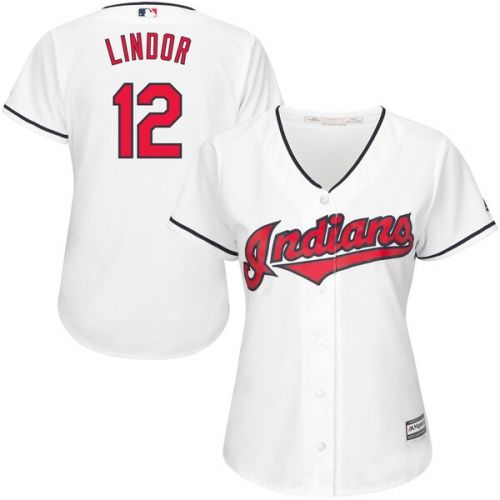  Women's Cleveland Indians Francisco Lindor Majestic White Cool Base Player Jersey