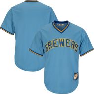 Men's Milwaukee Brewers Majestic Light Blue Alternate Cooperstown Collection Replica Cool Base Jersey