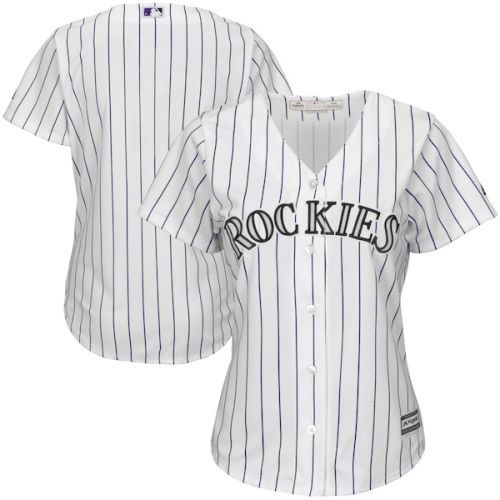  Women's Colorado Rockies Majestic WhitePurple Home Cool Base Team Jersey