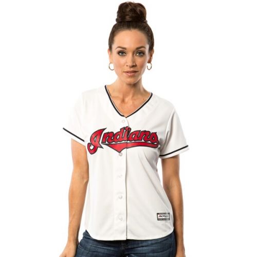  Women's Cleveland Indians Majestic White Home Cool Base Jersey
