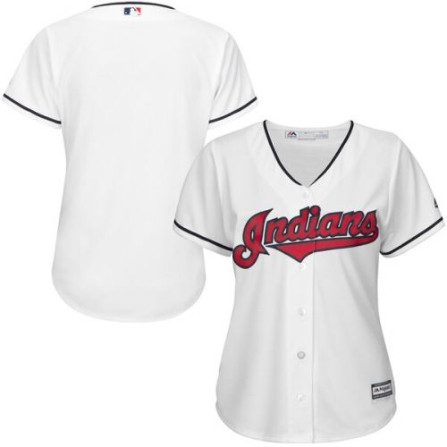  Women's Cleveland Indians Majestic White Home Cool Base Jersey
