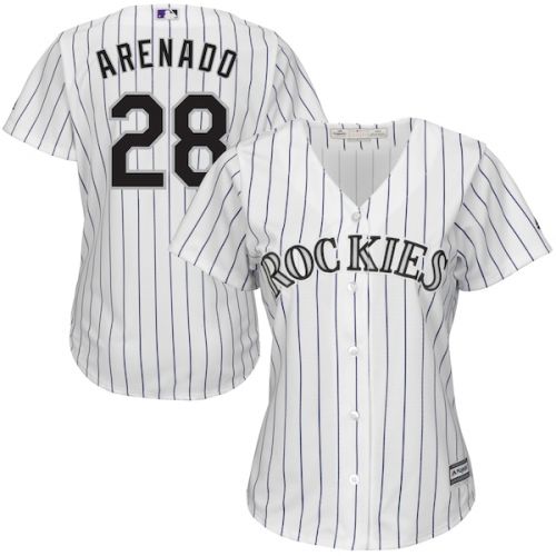  Women's Colorado Rockies Nolan Arenado Majestic WhitePurple Home Cool Base Player Replica Jersey