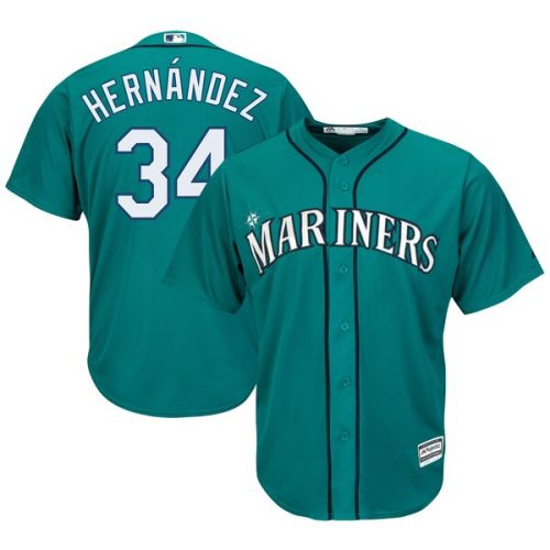  Men's Seattle Mariners Felix Hernandez Majestic Northwest Green Alternate Cool Base Player Jersey