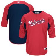Men's Washington Nationals Majestic RedNavy Authentic Collection On-Field 34-Sleeve Batting Practice Jersey
