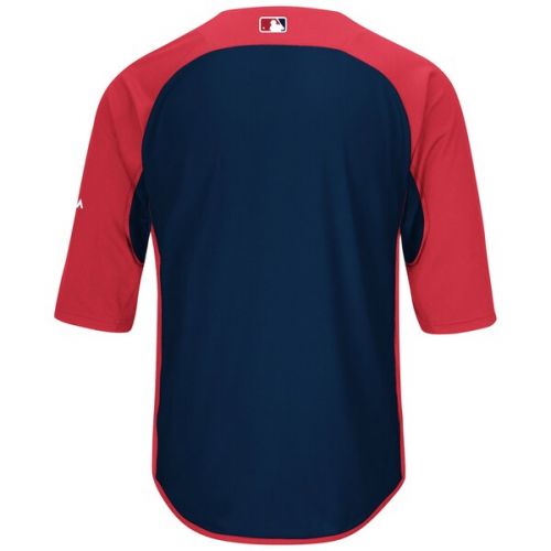  Men's Washington Nationals Majestic RedNavy Authentic Collection On-Field 34-Sleeve Batting Practice Jersey