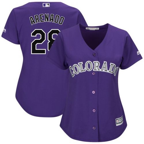  Women's Colorado Rockies Nolan Arenado Majestic Purple Alternate Cool Base Player Replica Jersey