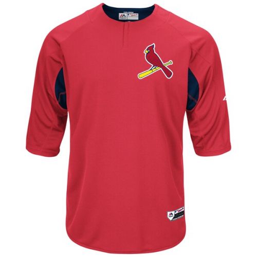  Men's St. Louis Cardinals Majestic RedNavy Authentic Collection On-Field 34-Sleeve Batting Practice Jersey