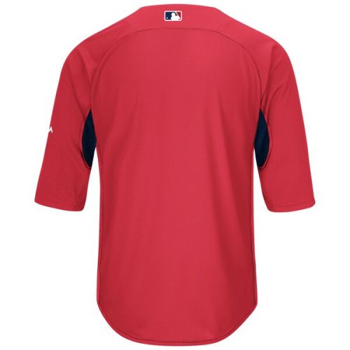  Men's St. Louis Cardinals Majestic RedNavy Authentic Collection On-Field 34-Sleeve Batting Practice Jersey