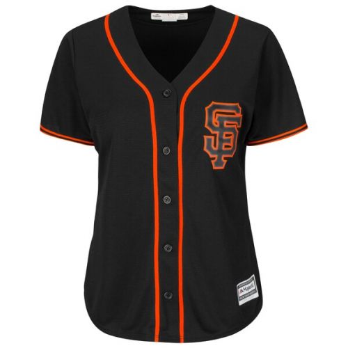  Women's San Francisco Giants Majestic Black Alternate Plus Size Cool Base Team Jersey