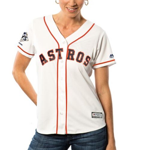  Women's Houston Astros George Springer Majestic White 2017 World Series Champions Cool Base Player Jersey