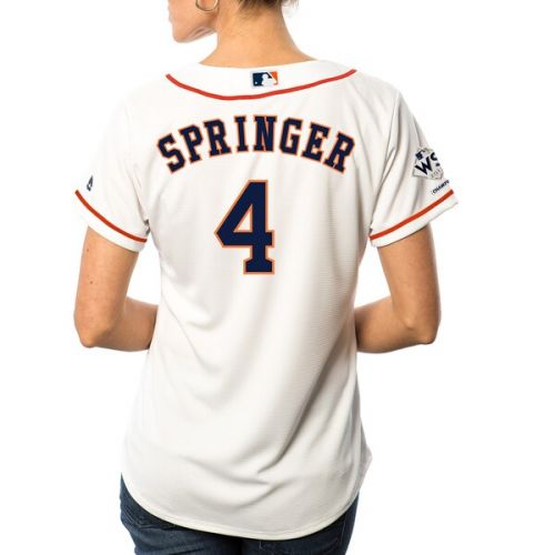  Women's Houston Astros George Springer Majestic White 2017 World Series Champions Cool Base Player Jersey