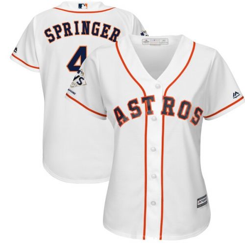  Women's Houston Astros George Springer Majestic White 2017 World Series Champions Cool Base Player Jersey