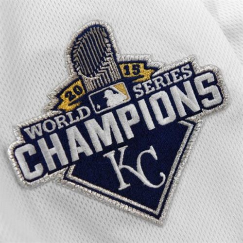  Men's Kansas City Royals Mike Moustakas Majestic White Home World Series Champions Gold Program Cool Base Player Jersey