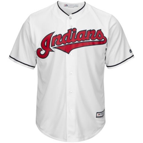  Men's Cleveland Indians Francisco Lindor Majestic White Home Big & Tall Cool Base Player Jersey