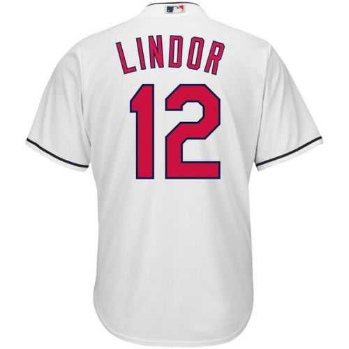  Men's Cleveland Indians Francisco Lindor Majestic White Home Big & Tall Cool Base Player Jersey