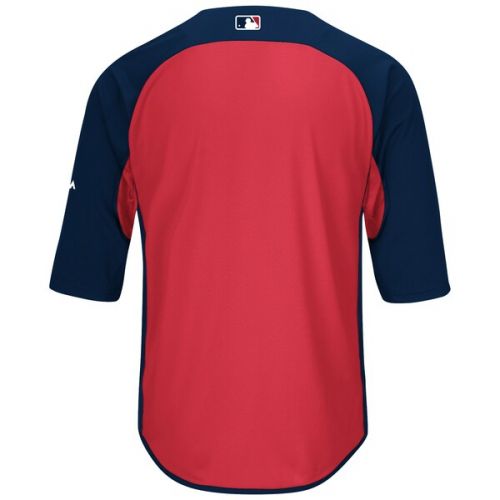  Men's Cleveland Indians Majestic NavyRed Authentic Collection On-Field 34-Sleeve Batting Practice Jersey