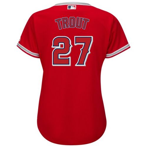  Women's Los Angeles Angels Mike Trout Majestic Alternate Scarlet Plus Size Cool Base Player Jersey