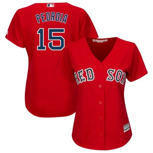  Women's Boston Red Sox Dustin Pedroia Majestic Alternate Red Plus Size Cool Base Player Jersey